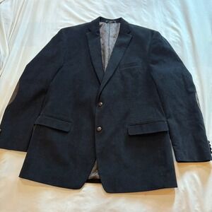 Chaps Mens Black Corduroy Blazer Jacket Brown Elbow Patches‎ 46L Classic